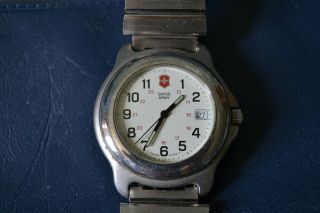 Vintage Stainelss Steel Swiss Army Watch With Watch Band And Battery