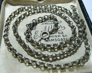 Vintage Jewellery Old Stamped " Sterling " Silver 19.  75 " Long Chain Necklace 11.  4g