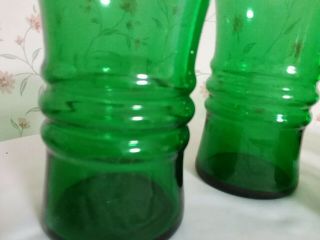 Vintage Drinking Glasses Set Of 4 Ribbed Green Glasses 2