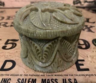 Vintage Hand Carved Ornate Soapstone Jewelry Box Active