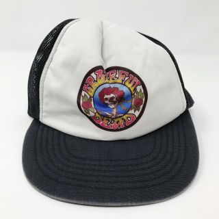 Vintage Grateful Dead Skeleton Roses Trucker Hat Yupoong Snapback Mesh Cap Black