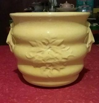 Mccoy Vintage Large Yellow Ribbed Flower Embossed Planter Pot Jardiniere