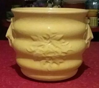 McCoy Vintage Large Yellow Ribbed Flower Embossed Planter Pot Jardiniere 5