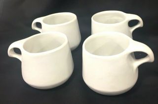 4 Vtg Bennington Pottery Coffee Mugs Creamy White