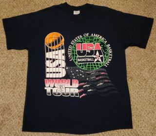 Mens Vintage Lightly Worn 1992 Usa Dream Team Jordan Bird Basketball Shirt Large