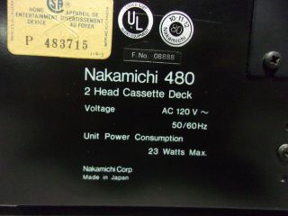 Nakamichi 480 2 Head Cassette Deck (Black) 5