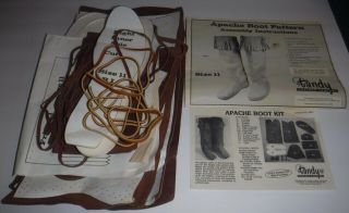 Vintage Tandy Leather Apache Boot Kit Pattern & Leather Size 11 3