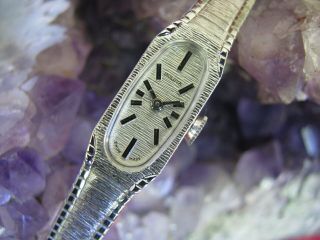 Vintage Bulova Ladies 10k White Gold Rgp Wrist Watch,  New/old Stock,  1975
