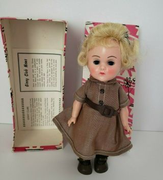 Vtg 1957 - 1962 Blond Bangs Vogue Ginny Doll Bkw/box.  Complete Brownie Outfit