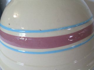 VINTAGE McCoy Pottery Ovenware Pink and Blue Stripe Batter Bowl 10 Mixing Large 4