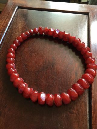 Vintage Cherry Amber Bakelite Or Red Plastic Necklace 90g