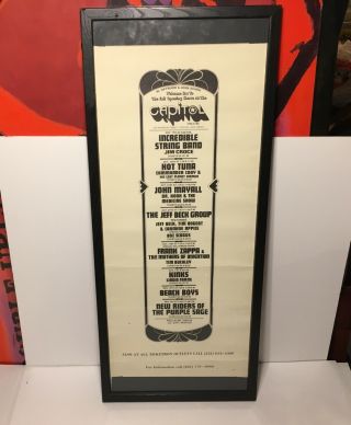Vintage Concert Poster Framed Capitol Theater Passaic Nj Zappa Kinks 1971