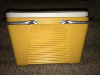 Vintage Poloron Vacucel Cooler With Aluminum Handles Yellow