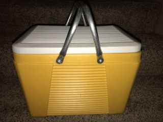 Vintage POLORON Vacucel Cooler with Aluminum Handles Yellow 2