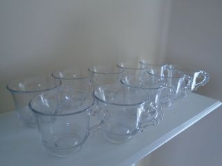 Ten Vintage Candlewick Footed Punch Cups,  2 3/4 In Tall,  Clear Glass Euc