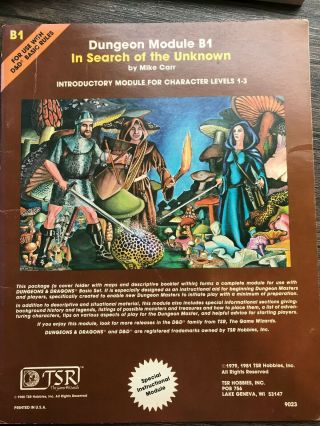 Dnd 1st Edition Module B1 - In Search Of The Unkown
