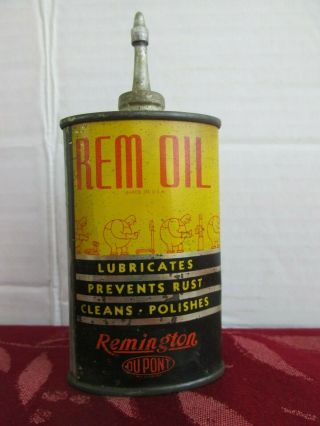 Vintage Early Remington Rem Oil Can Tin w/ lead topper 2