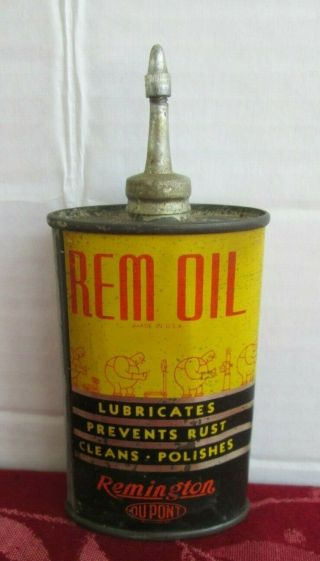 Vintage Early Remington Rem Oil Can Tin w/ lead topper 4