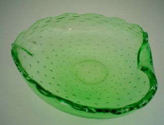 Vintage Murano Art Glass Candy Dish Green with Controlled Bubbles 2