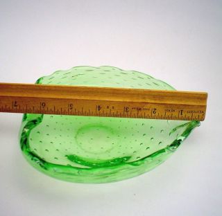 Vintage Murano Art Glass Candy Dish Green with Controlled Bubbles 4