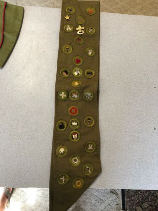 Vintage Boy Scout Sash w 27 Merit Badges Other Badges Pins OA Sash 5