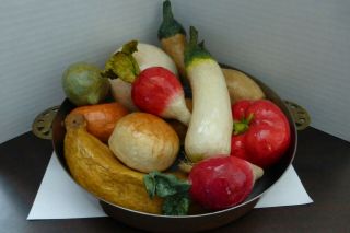 Vtg Paper Mache Fruits & Vegetables Fake Prop Staging Decor / Usa
