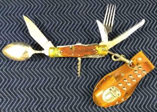 Multi - Purpose Vintage Hobo Knife With Leather Sheath