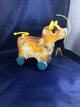 Fisher - Price " Collector Toy " - Vintage - 1961 Bossy Bell Pull Toy - Made In Usa