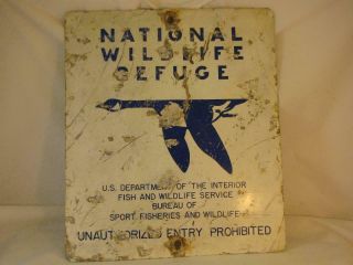 Vintage National Wildlife Refuge Sign Us Dept Of The Interior Fish & Wildlife