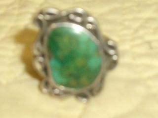 Vintage Women ' s Navajo Sterling Silver Turquoise Ring 4