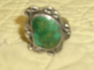 Vintage Women ' s Navajo Sterling Silver Turquoise Ring 5