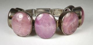 Vintage Sterling Silver/ Amethyst Gemstones Panel Bracelet