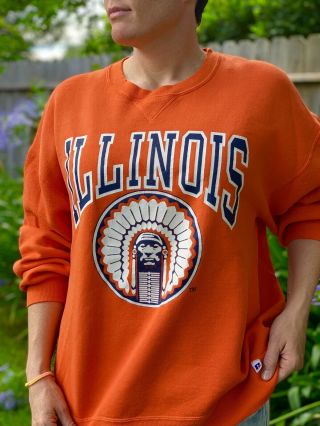 Vintage Russell Athletic University Of Illinois Sweatshirt,  Illini Chief Vtg 2xl