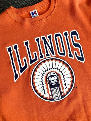 Vintage Russell Athletic University of Illinois Sweatshirt,  Illini Chief VTG 2XL 2