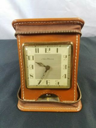 Vintage Haven Travel Alarm Clock In Zippered Leather Case -