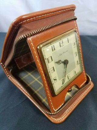 Vintage HAVEN Travel Alarm Clock in Zippered Leather Case - 3
