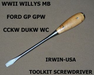 356 Vtg Wwii Willys Mb Ford Gp Gpw Jeep Wc Cckw Irwin Usa Screwdriver Tool