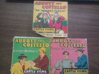 Vintage Movie Reel 8mm Castle Films 3 Abbott And Costello Films