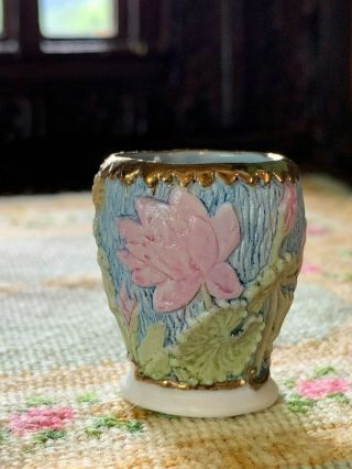 C1982 Miniature Dollhouse Artisan Rare Vince Stapleton Large Floor Vase 24k Gilt
