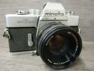 Vintage Minolta Srt201 35mm Slr Film Camera 50mm 1.  7 Lens Meter