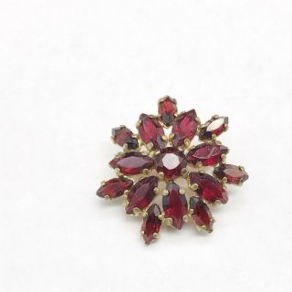 Vintage Red Garnet Cluster Snowflake Star Costume Jewellery Ladies Brooch
