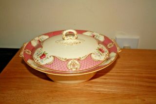 Vintage Myott Staffordshire England Rose,  Pink Covered Vegetable Dish Bowl/ Lid
