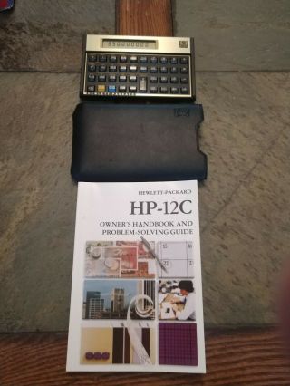 Vintage Hewlett Packard Hp 12c With Case And Book