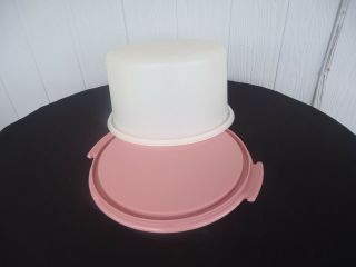 Vintage Tupperware Cake Taker Harvest Pink Large