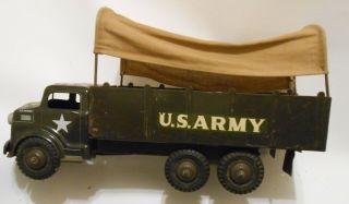 Vintage MARX LUMAR U.  S.  Army Transport Pressed Steel Truck 2