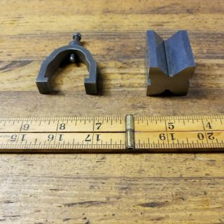 VINTAGE Machinist V Block & Clamp • Metal Milling Lathe Cutting Tool Holder ☆USA 2