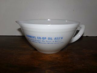 Vintage Federal Advertising Mixing Bowl With Spout And Handle Farmers Co - Op S.  D.