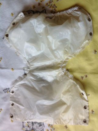 Vintage Baby Diaper Cover,  Ruffled,  Lace,  Plastic Pants,  Snap Sides 3