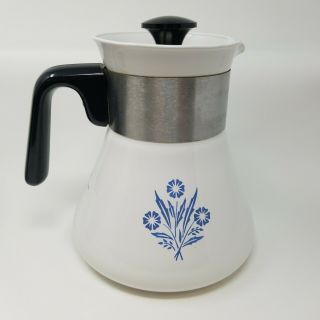 Vintage Corning Ware 6 Cup Filter Drip Coffee Maker P - 106 White Blue Cornflower 3