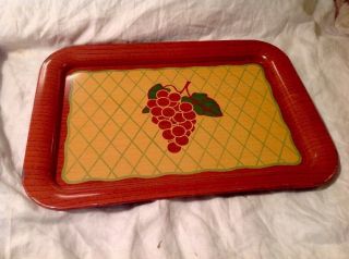 Vintage Retro Mid Century Modern 13 " By 18 " Fruit/grapes Tin/metal Serving Tray